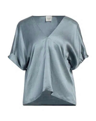 Alysi Woman Top Pastel Blue Size 10 Cotton, Polyamide, Polyester