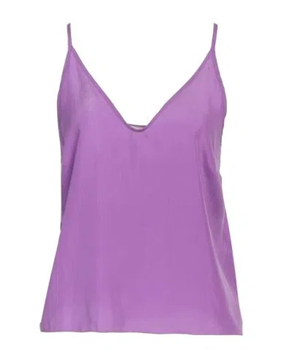 Alysi Woman Top Purple Size 6 Silk