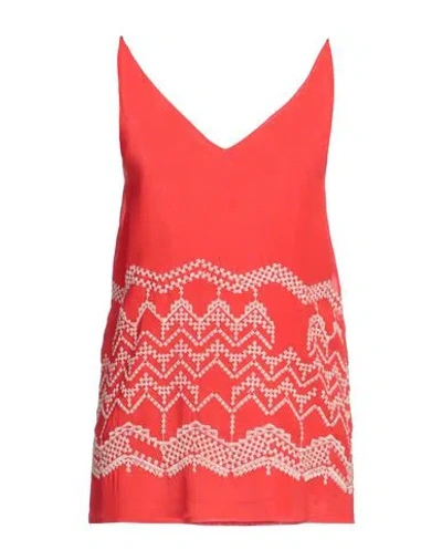 Alysi Woman Top Red Size 2 Silk