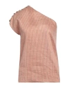 Alysi Striped One-shoulder Blouse In Beige