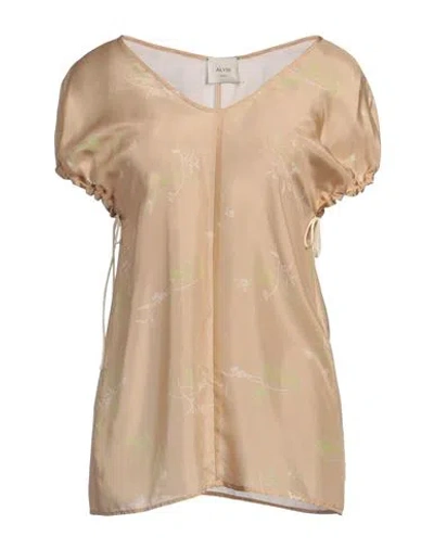 Alysi Woman Top Sand Size 8 Silk In Beige