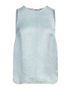 Alysi Woman Top Sky Blue Size 8 Linen, Cupro