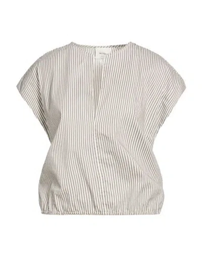 Alysi Woman Top White Size 6 Cotton, Silk In Gray