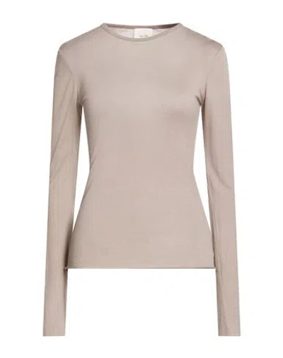 Alysi Woman T-shirt Taupe Size 10 Viscose, Wool In Neutral