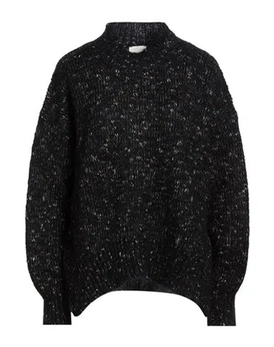 Alysi Woman Turtleneck Black Size Xl Mohair Wool, Virgin Wool, Cotton