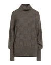 Alysi Woman Turtleneck Brown Size L Acrylic, Alpaca Wool, Merino Wool