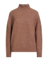 Alysi Woman Turtleneck Brown Size L Alpaca Wool, Polyamide, Merino Wool, Elastane