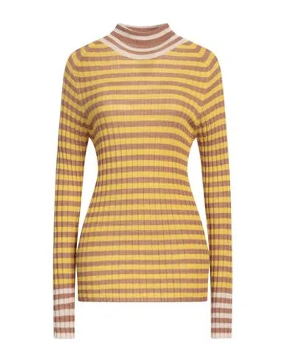 Alysi Woman Turtleneck Camel Size L Acrylic, Merino Wool, Viscose In Beige