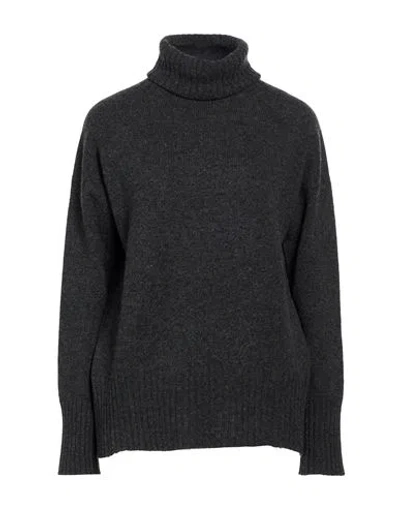 Alysi Woman Turtleneck Charcoal Size L Merino Wool In Gold