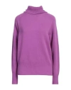 Alysi Woman Turtleneck Mauve Size M Merino Wool, Cashmere In Purple