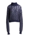 Alysi Woman Turtleneck Midnight Blue Size Xl Alpaca Wool, Merino Wool, Polyamide, Viscose, Metallic