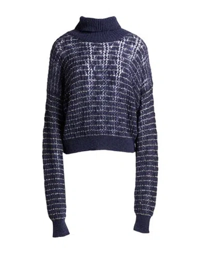 Alysi Woman Turtleneck Midnight Blue Size Xl Alpaca Wool, Merino Wool, Polyamide, Viscose, Metallic