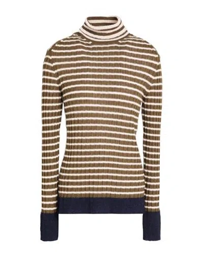 Alysi Woman Turtleneck Military Green Size L Wool, Alpaca Wool, Polyamide