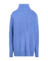 Alysi Woman Turtleneck Pastel Blue Size L Alpaca Wool, Polyamide