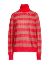 Alysi Woman Turtleneck Red Size M Mohair Wool, Polyamide, Merino Wool In Red