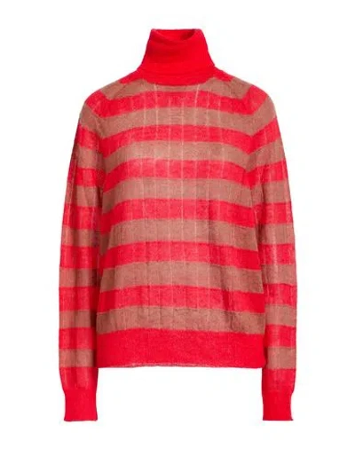 Alysi Woman Turtleneck Red Size M Mohair Wool, Polyamide, Merino Wool