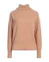 Alysi Woman Turtleneck Sand Size L Merino Wool, Cashmere In Beige