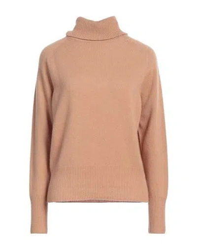 Alysi Woman Turtleneck Sand Size L Merino Wool, Cashmere In Beige