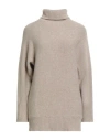 Alysi Woman Turtleneck Sand Size M Virgin Wool