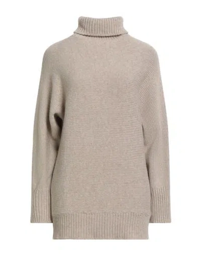Alysi Woman Turtleneck Sand Size M Virgin Wool