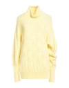 Alysi Woman Turtleneck Yellow Size L Acrylic, Alpaca Wool, Merino Wool