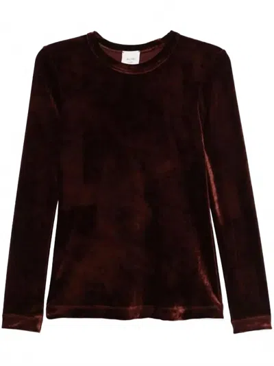 Alysi Women's Maglia Velvet Feel Scollata Tee In Choco In Burgundy