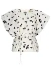 Alysi Light Backdrop Leaf Print Blouse In White