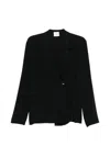 Alysi Silk Blazer Jacket Asymmetric Hem Notched Lapels In Black