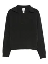 Alysi Ribbed Lapel Sweater In Black