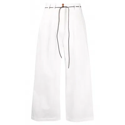 Alysi Women's Wide Pleat Trousers In White