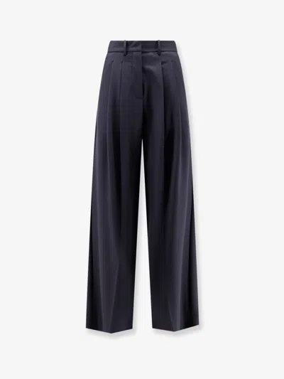 Alysi Wool Blend Trousers With Pinces In Blue