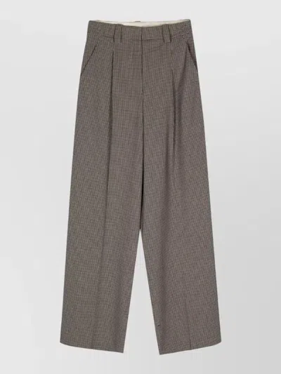 Alysi Wool Cotton Blend Wide Leg Trousers In Gray