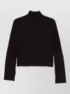 Alysi Wool Mock Neck Cropped Ribbed Sweater In Black
