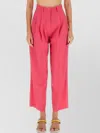 Alysi High-waisted Wool Pants With Pleated Front In Pink
