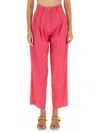 Alysi High-waisted Wool Pants With Pleated Front In Pink