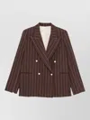 Alysi Double-breasted Pinstripe Blazer With Bold Structure In Brown