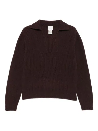 Alysi Wool Polo Sweater In Brown