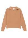 Alysi Wool Polo Sweater In Brown