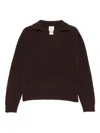Alysi Wool Polo Sweater In Brown