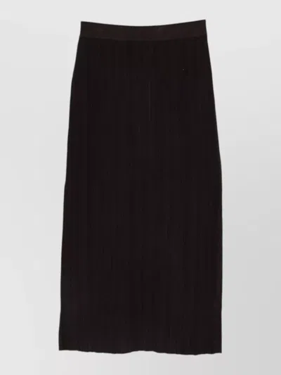 Alysi Wool Skirt Long Pleated Comfortable Fit Versatile In Black
