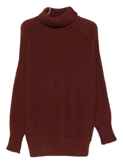 Alysi Turtleneck Knitted Sweater In Burgundy