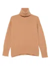 Alysi Camel High Neck Wool Sweater