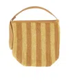 Alysi Textured Straw Bag With Leather Handle In Brown