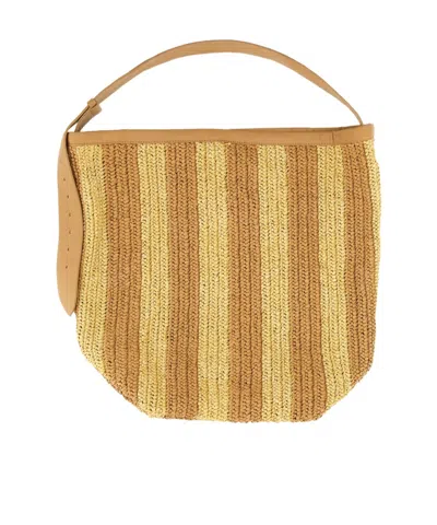 ALYSI ALYSI STRIPED WOVEN SHOULDER BAG