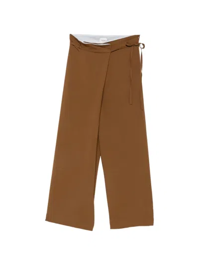 Alysi Wrap-front Trousers In Brown