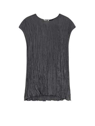 Alysi Round-neck Textured Top In Gray