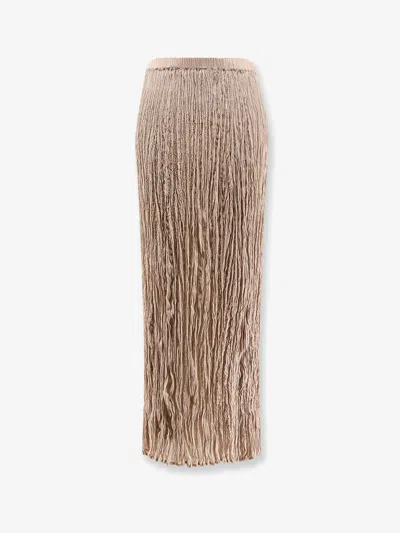 Alysi Wrinkled Viscose Skirt In Nude