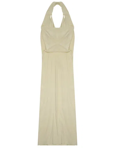 ALYSI WOMEN YELLOW HALTER NECK MAXI DRESS
