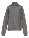 Alysi Ribbed Metallic Top In Gray