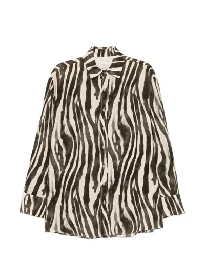 Alysi Zebra Pattern Relaxed Fit Shirt In Neutral